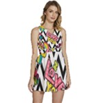 Vector Romantic Love Seamless Pattern Sleeveless High Waist Mini Dress