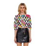 Vector Romantic Love Seamless Pattern Mid Sleeve Drawstring Hem Top