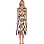Vector Romantic Love Seamless Pattern V-Neck Drawstring Shoulder Sleeveless Maxi Dress