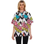 Vector Romantic Love Seamless Pattern Women s Batwing Button Up Shirt