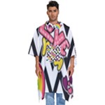 Vector Romantic Love Seamless Pattern Men s Hooded Rain Ponchos