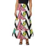 Vector Romantic Love Seamless Pattern Tiered Ruffle Maxi Skirt