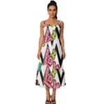 Vector Romantic Love Seamless Pattern Square Neckline Tiered Midi Dress