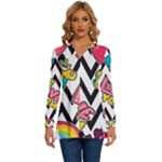 Vector Romantic Love Seamless Pattern Long Sleeve Drawstring Hooded Top