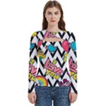 Vector Romantic Love Seamless Pattern Women s Cut Out Long Sleeve T-Shirt