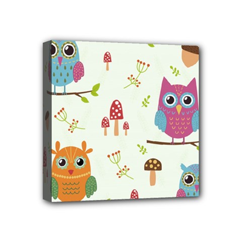 Forest Seamless Pattern With Cute Owls Mini Canvas 4  x 4  (Stretched) from ArtsNow.com