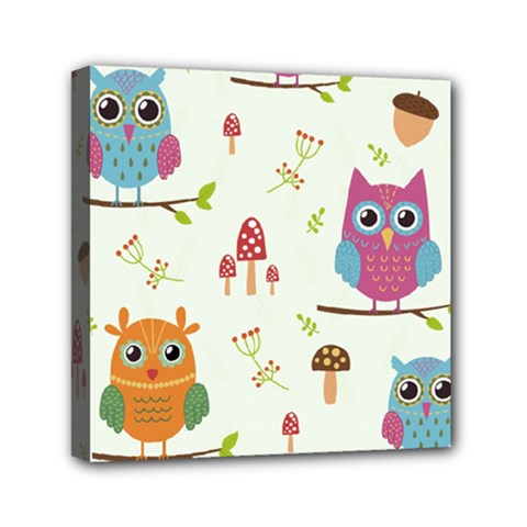 Forest Seamless Pattern With Cute Owls Mini Canvas 6  x 6  (Stretched) from ArtsNow.com