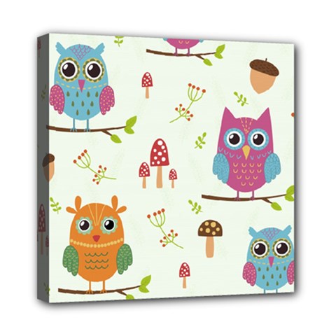 Forest Seamless Pattern With Cute Owls Mini Canvas 8  x 8  (Stretched) from ArtsNow.com