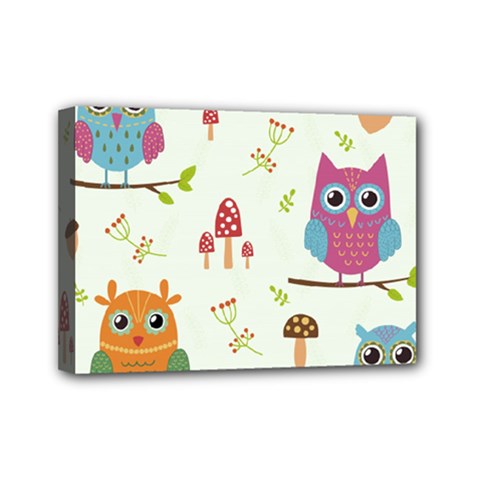 Forest Seamless Pattern With Cute Owls Mini Canvas 7  x 5  (Stretched) from ArtsNow.com