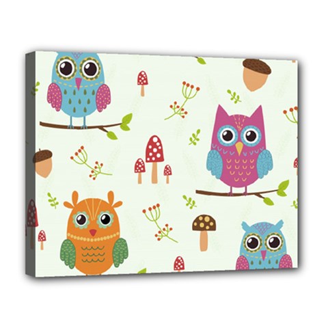 Forest Seamless Pattern With Cute Owls Canvas 14  x 11  (Stretched) from ArtsNow.com
