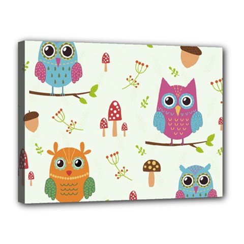 Forest Seamless Pattern With Cute Owls Canvas 16  x 12  (Stretched) from ArtsNow.com