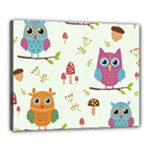 Forest Seamless Pattern With Cute Owls Canvas 20  x 16  (Stretched)