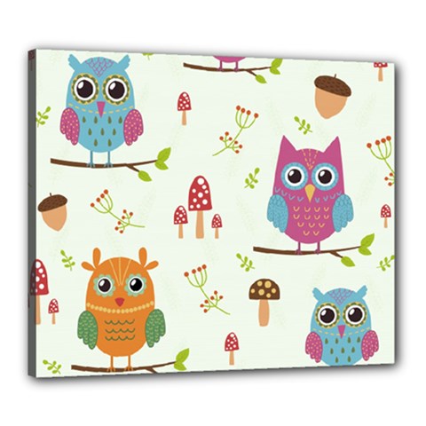 Forest Seamless Pattern With Cute Owls Canvas 24  x 20  (Stretched) from ArtsNow.com