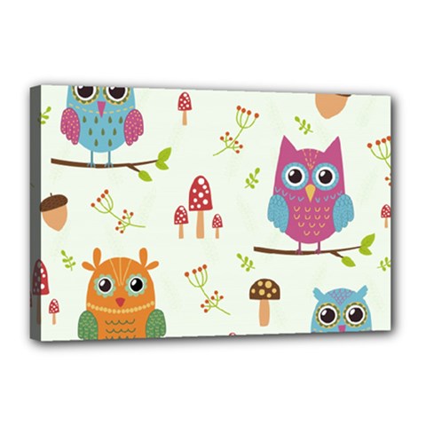 Forest Seamless Pattern With Cute Owls Canvas 18  x 12  (Stretched) from ArtsNow.com