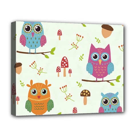 Forest Seamless Pattern With Cute Owls Deluxe Canvas 20  x 16  (Stretched) from ArtsNow.com