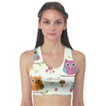 Forest Seamless Pattern With Cute Owls Fitness Sports Bra