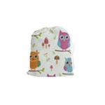 Forest Seamless Pattern With Cute Owls Drawstring Pouch (Small)