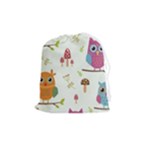 Forest Seamless Pattern With Cute Owls Drawstring Pouch (Medium)
