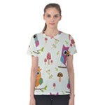 Forest Seamless Pattern With Cute Owls Women s Cotton T-Shirt