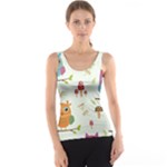 Forest Seamless Pattern With Cute Owls Women s Basic Tank Top