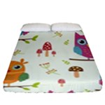 Forest Seamless Pattern With Cute Owls Fitted Sheet (Queen Size)