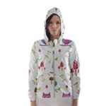 Forest Seamless Pattern With Cute Owls Women s Hooded Windbreaker