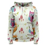 Forest Seamless Pattern With Cute Owls Women s Pullover Hoodie