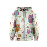 Forest Seamless Pattern With Cute Owls Kids  Zipper Hoodie
