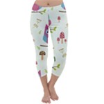Forest Seamless Pattern With Cute Owls Capri Winter Leggings 