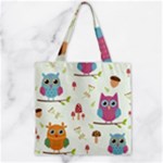 Forest Seamless Pattern With Cute Owls Zipper Grocery Tote Bag