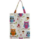 Forest Seamless Pattern With Cute Owls Zipper Classic Tote Bag