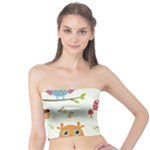 Forest Seamless Pattern With Cute Owls Tube Top