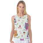 Forest Seamless Pattern With Cute Owls Women s Basketball Tank Top