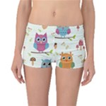 Forest Seamless Pattern With Cute Owls Boyleg Bikini Bottoms