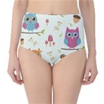 Forest Seamless Pattern With Cute Owls Classic High-Waist Bikini Bottoms