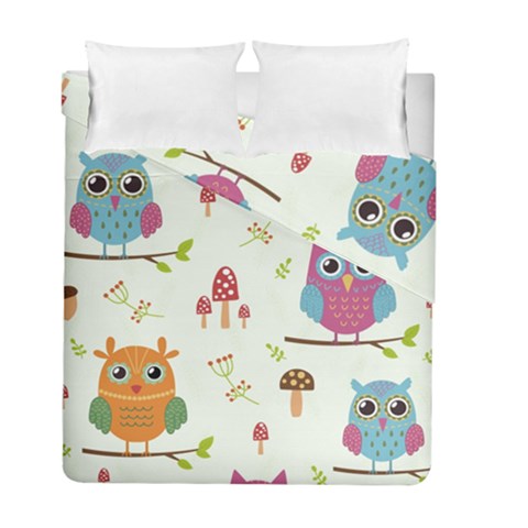 Forest Seamless Pattern With Cute Owls Duvet Cover Double Side (Full/ Double Size) from ArtsNow.com