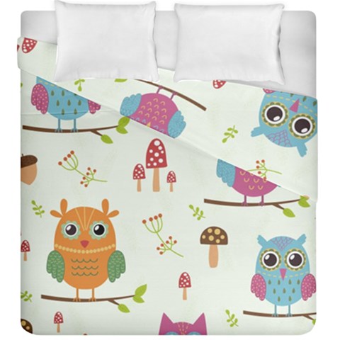 Forest Seamless Pattern With Cute Owls Duvet Cover Double Side (King Size) from ArtsNow.com