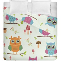 Forest Seamless Pattern With Cute Owls Duvet Cover Double Side (King Size) from ArtsNow.com