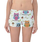 Forest Seamless Pattern With Cute Owls Reversible Boyleg Bikini Bottoms