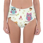 Forest Seamless Pattern With Cute Owls Reversible High-Waist Bikini Bottoms