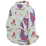 Forest Seamless Pattern With Cute Owls Rounded Multi Pocket Backpack