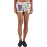 Forest Seamless Pattern With Cute Owls Yoga Shorts