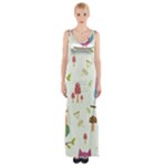 Forest Seamless Pattern With Cute Owls Thigh Split Maxi Dress