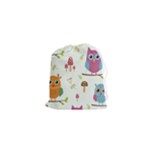 Forest Seamless Pattern With Cute Owls Drawstring Pouch (XS)