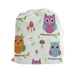 Forest Seamless Pattern With Cute Owls Drawstring Pouch (2XL)