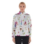 Forest Seamless Pattern With Cute Owls Women s Bomber Jacket