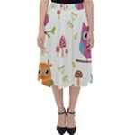 Forest Seamless Pattern With Cute Owls Classic Midi Skirt