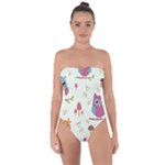 Forest Seamless Pattern With Cute Owls Tie Back One Piece Swimsuit