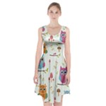 Forest Seamless Pattern With Cute Owls Racerback Midi Dress