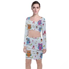 Long Sleeve Crop Top & Bodycon Skirt Set 